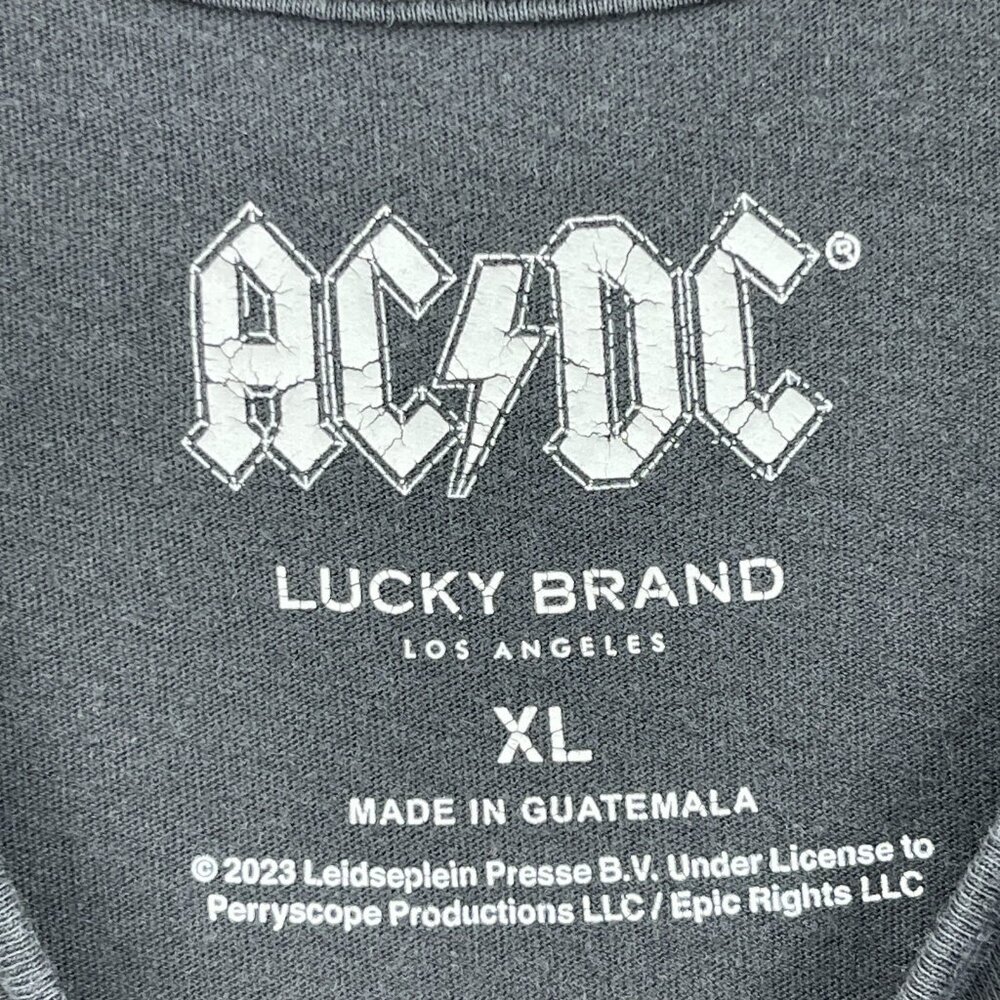 AC/DC x Lucky Brand Gray Retro Graphic Tank Top 100% Cotton Rock Metal - Picture 4 of 5